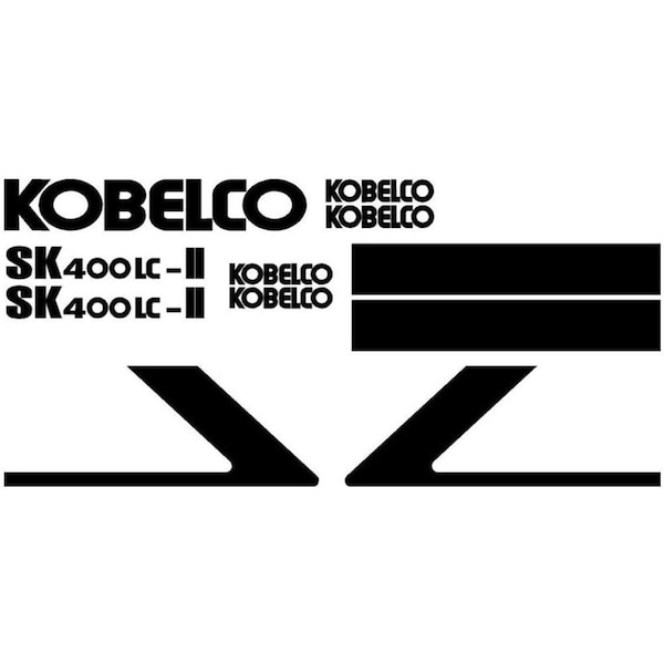 Aftermarket Kobelco SK 400LC-II Excavator Decal Set w/ 30' x 2.25" White Stripe KBSK400LCDECALSET - main